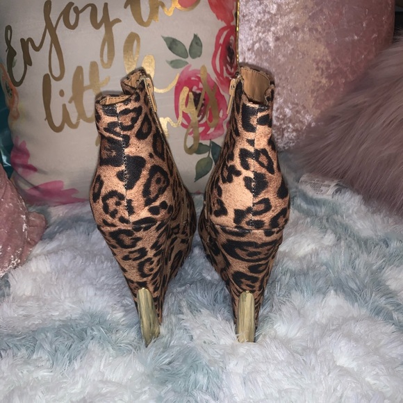 Liliana - Leopard•Peep-Toe•Platform•Wedge Booties - Picture 6 of 8